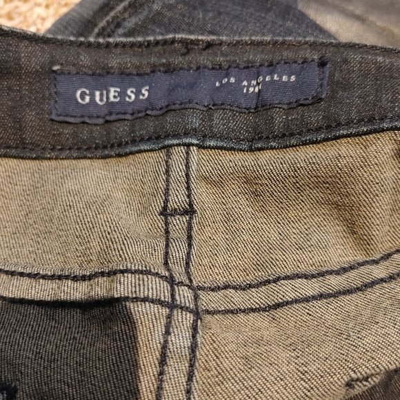 Guess Skinny Jean Distressed Women Sz 28 Leather Patches Ankle Zipper Pre-owned - Picture 4 of 7